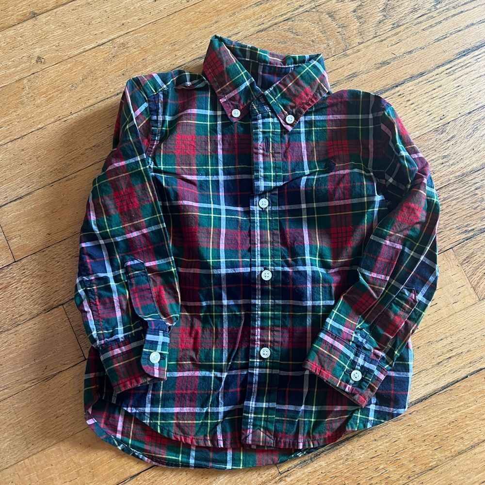 Ralph Lauren Red and Green Plaid Button Down Shirt